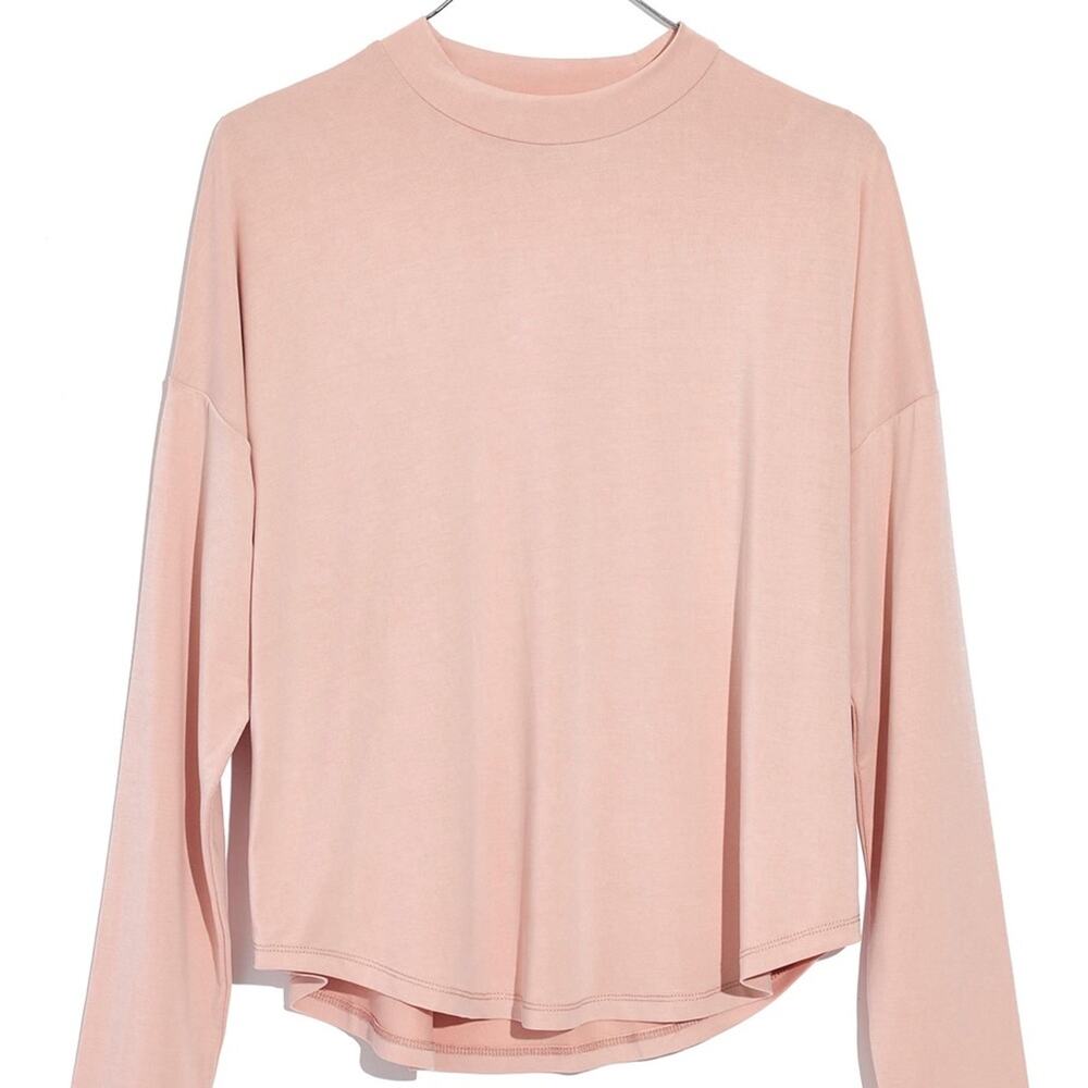 Madewell Sandwashed Mock Neck Tee In Sheer Pink Size Small